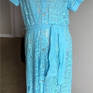 NWT BECCA Light Blue Lace Swim Coverup